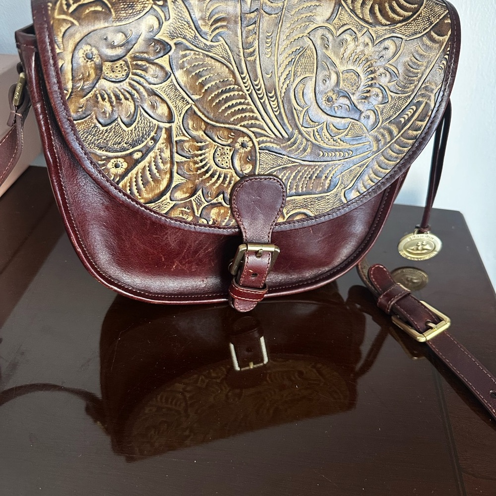 Patricia Nash Elegant Brown Leather Floral Bag